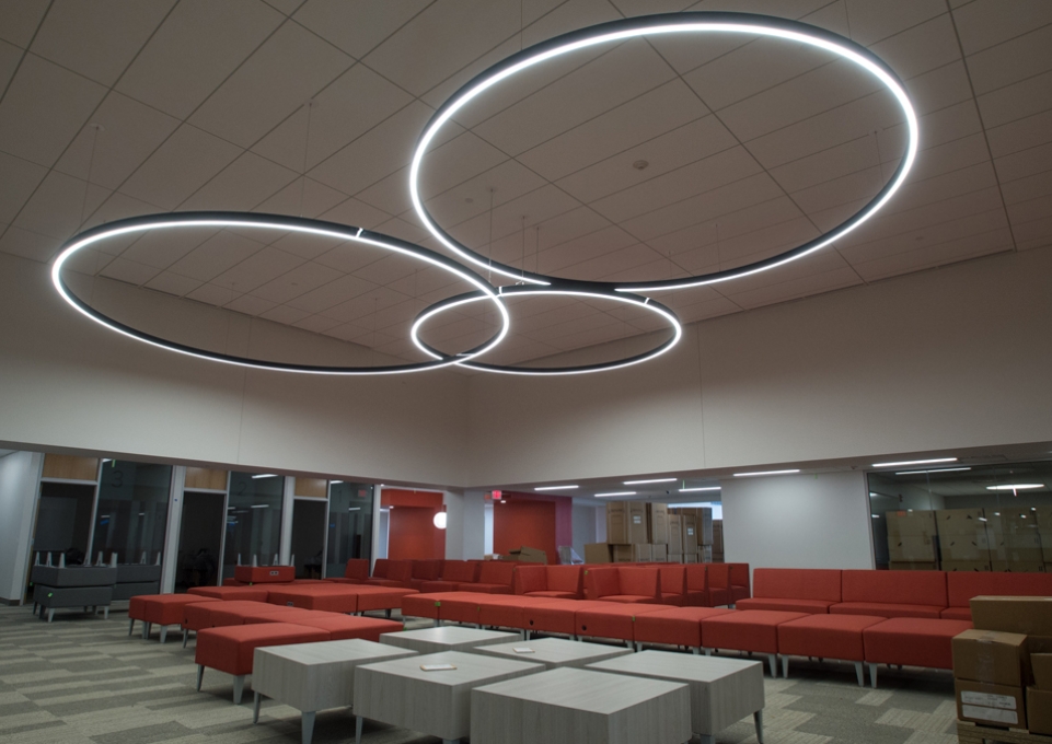 Couches and lighting in Academic Commons