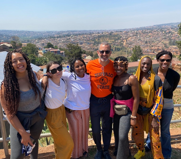 Drew Kahn and Buffalo State students in Rwanda