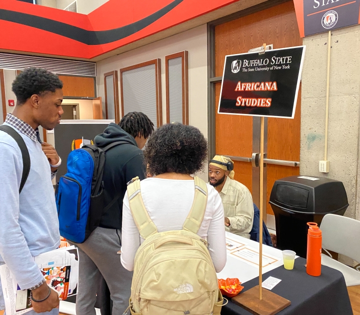 Africana Studies table with students talking