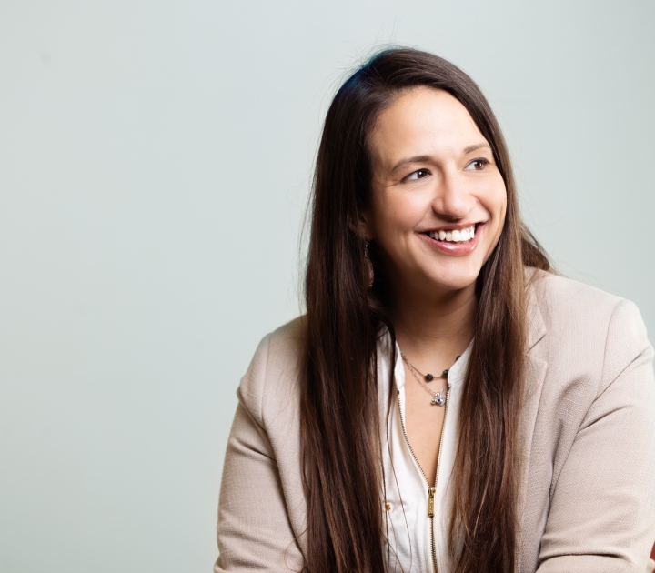 Student Lorinda John looking off camera, 'toward her future'