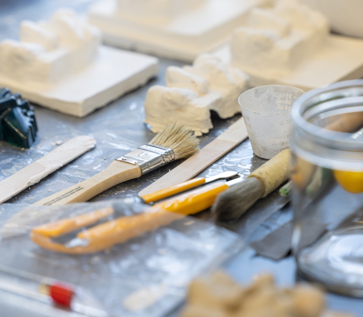 Art supplies on a table