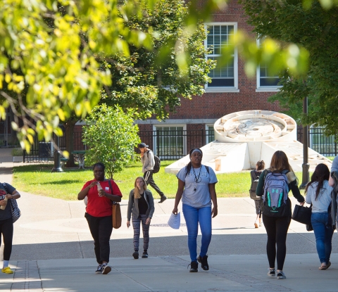 Students walking to and from Rockwell road