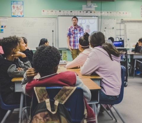 Students in class at desks