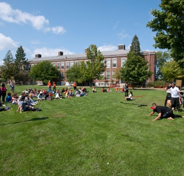 Students in the Hank Mann Quad