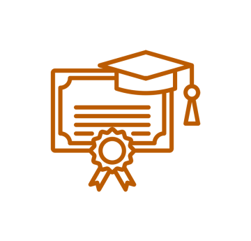Icon of certificate with ribbon and graduation cap