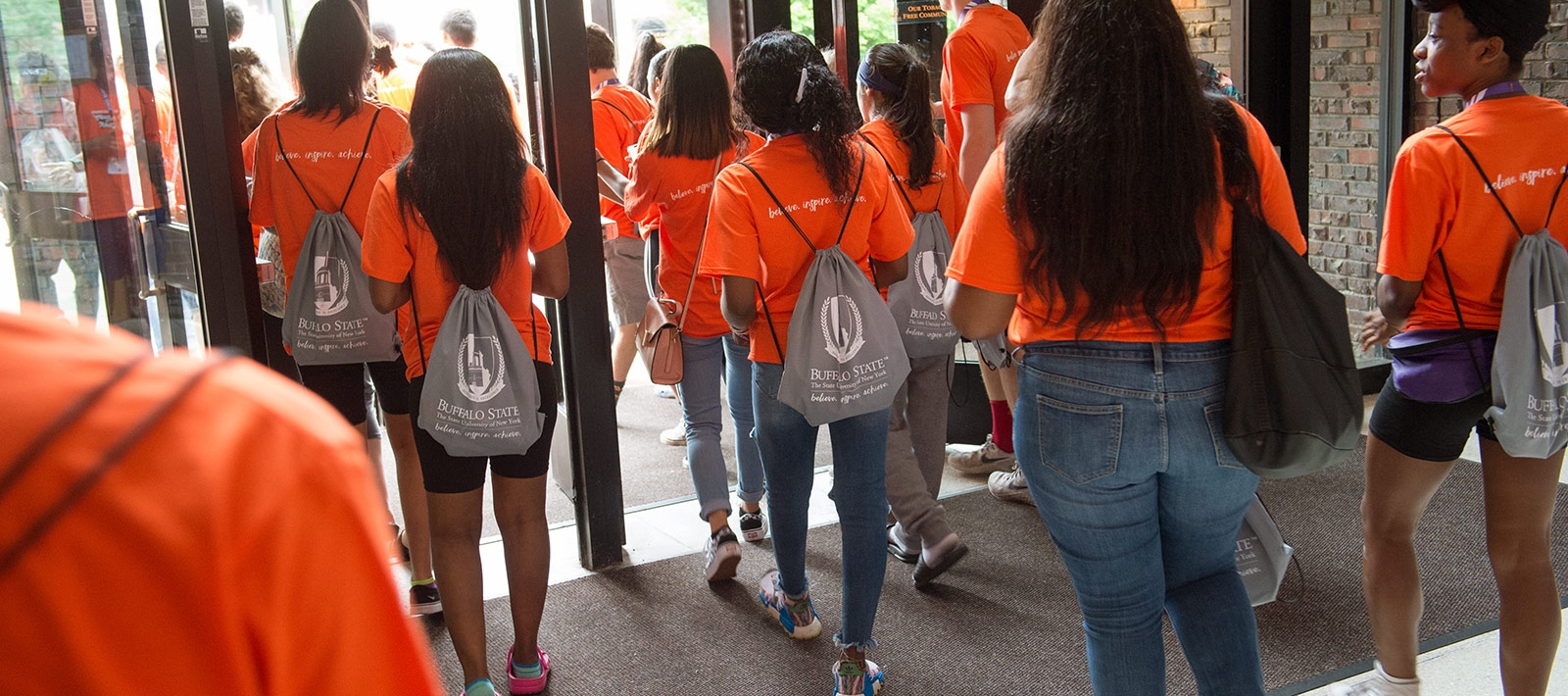 Orientation students leaving Bulger