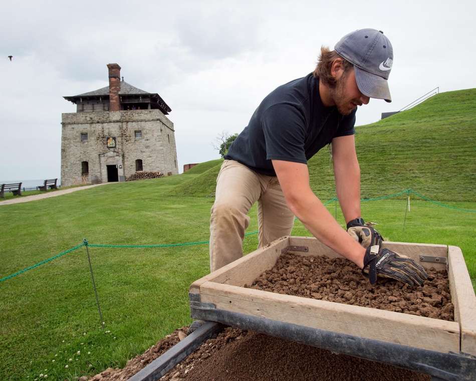 Student working at the Fort Niagara Field School